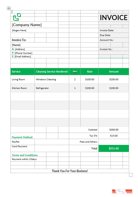 House Cleaning Service Invoice Template PSD template